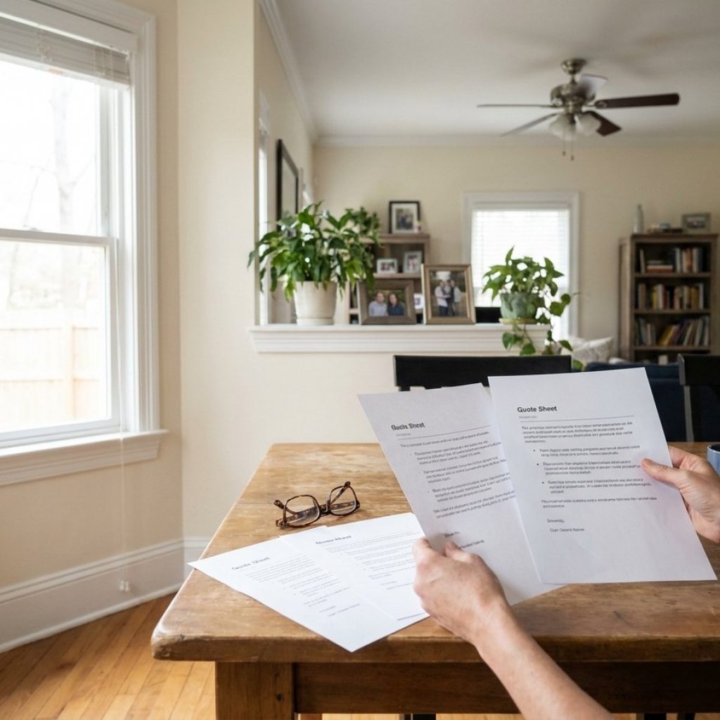 Hands comparing three estate planning quotes