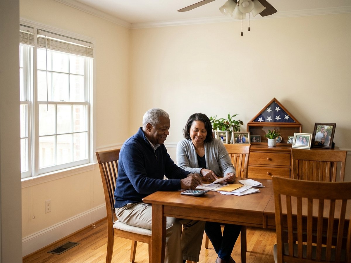 Veteran and daughter reviewing care costs